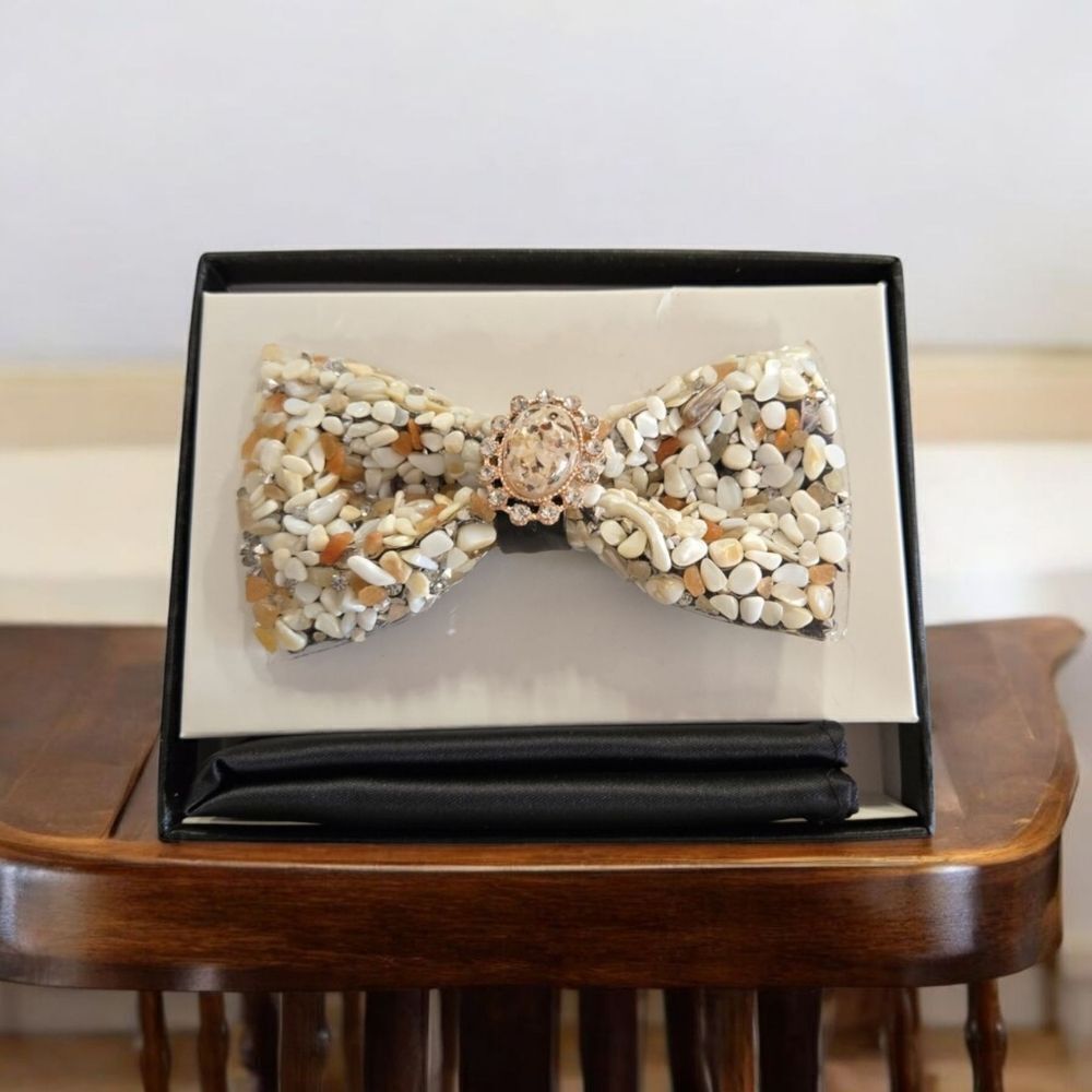 MEN'S LUXURY GRAVELSTONE BOW TIE WITH POCKET SQUARE. SBT65.